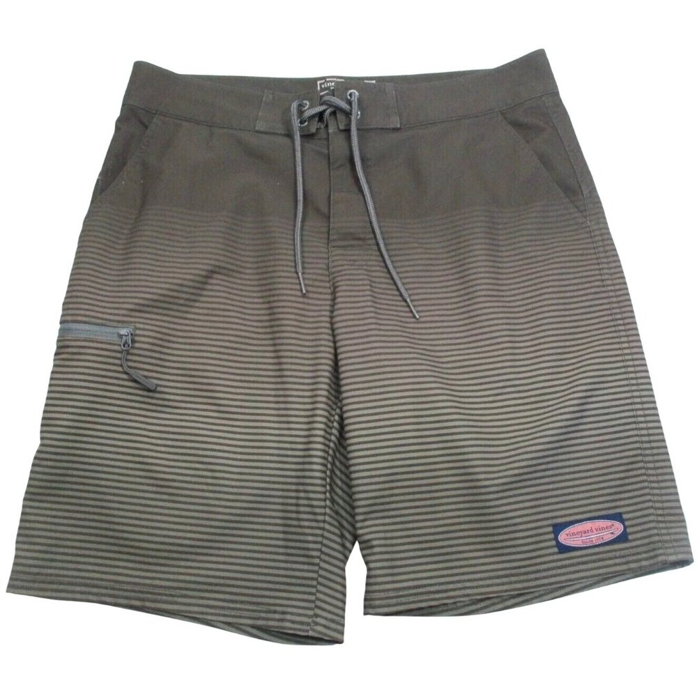 Vineyard Vines Mens Shep & Ian Striped Swim Trunks Board Shorts Size 38 Gray